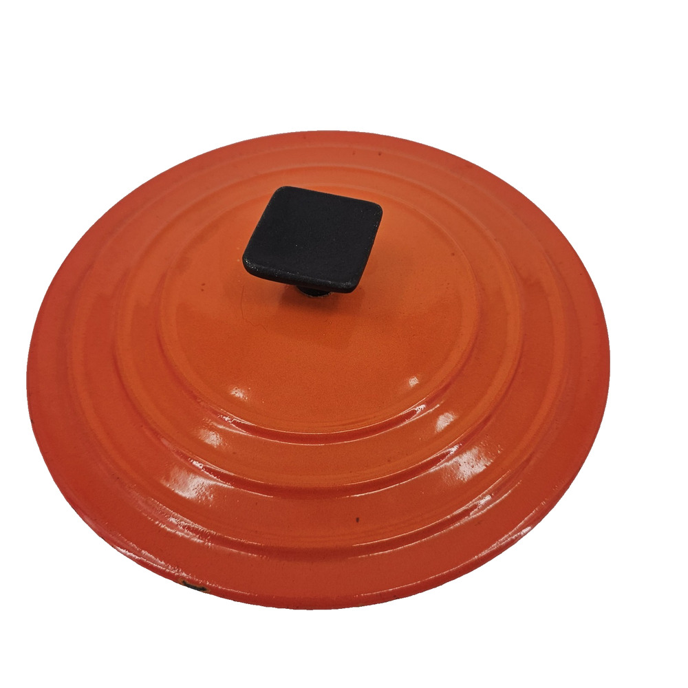 Vintage Le Creuset Flame Orange Volcanique Cast Iron LID ONLY phenolic knob B 9"